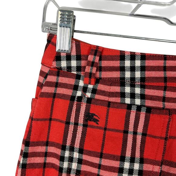Burberry Y2K Red Nova Check Plaid Wool Blend Mini Skirt 2 XS - Picture 4 of 6